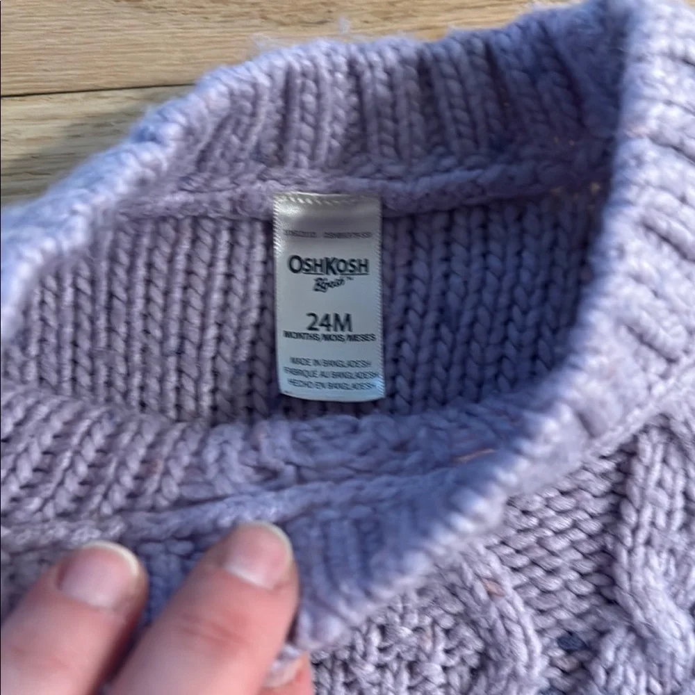 OshKosh Bigosh Purple Chunky Knit Crew Neck Sweater 24 months Baby